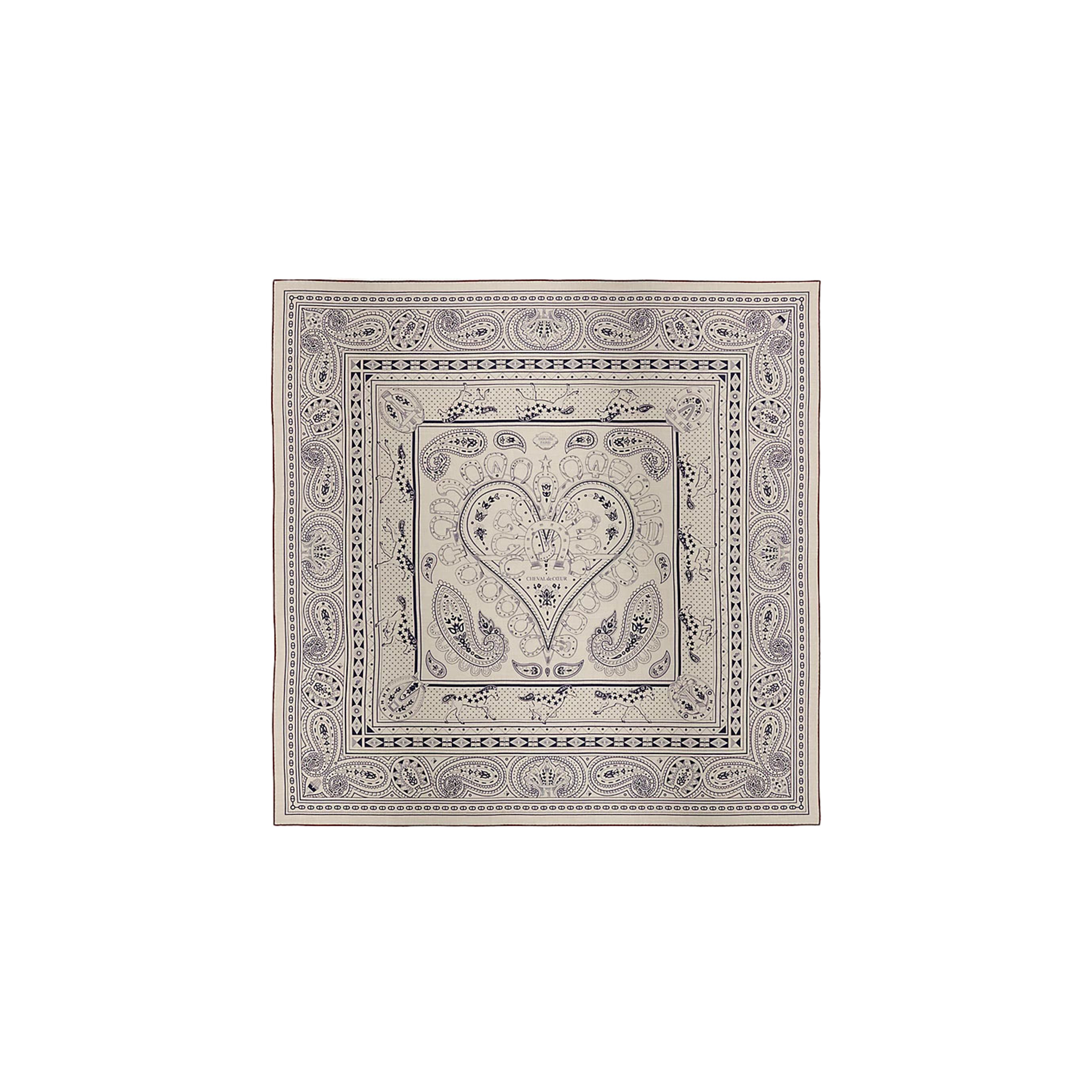 HERMÈS CHEVAL DE COEUR BANDANA SHAWL 140 H244259SV02 (136*135cm)